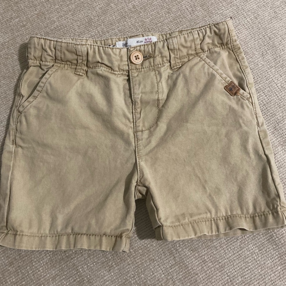 Zara Baby Boy Tan Shorts with Button Detail